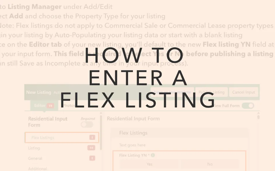Flex Resource Enter a Listing
